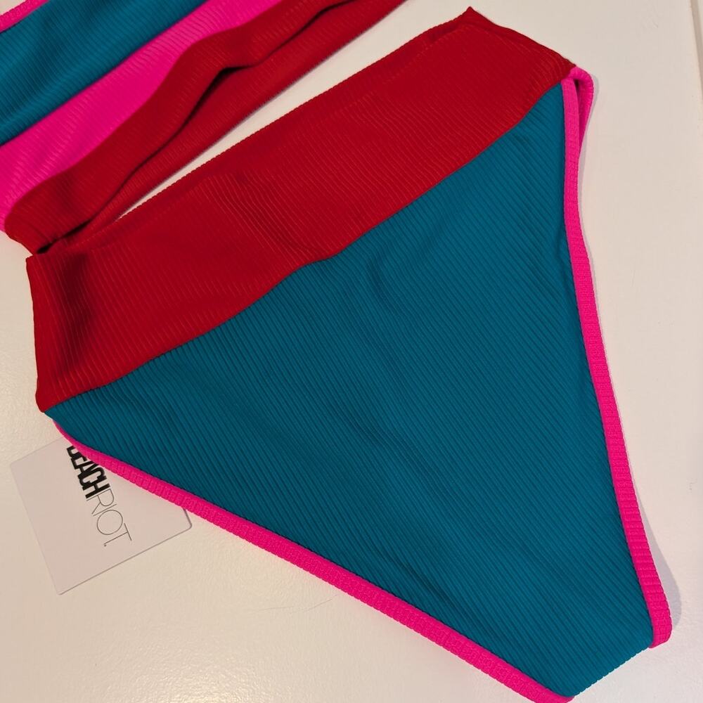 Beach Riot Blue Pink Red Two-Piece One-Piece Style Swim Set - Picture 8 of 11